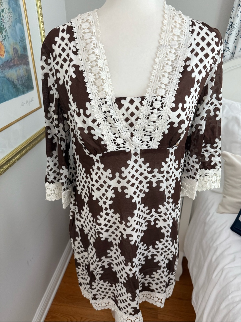 Milly White Lace-Trim with Lattice Pattern